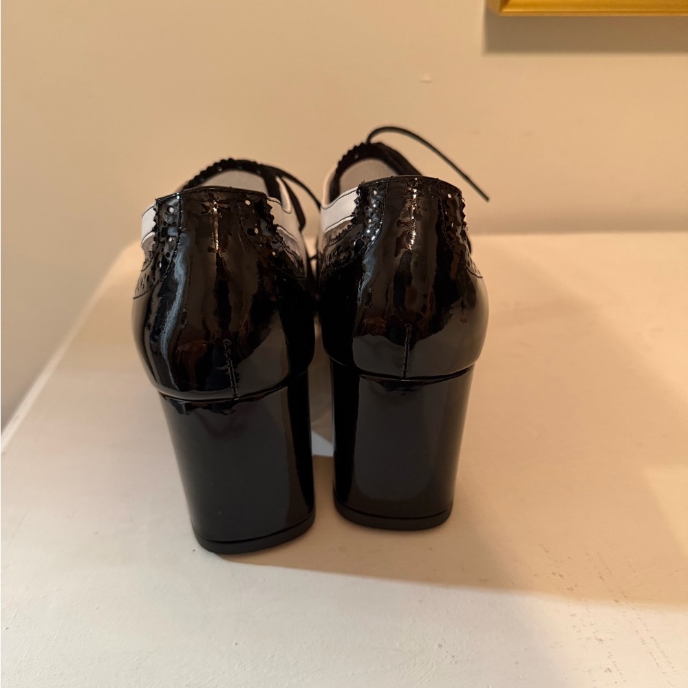 Girotti Black and White Block Heel Oxfords - Picture 6 of 10